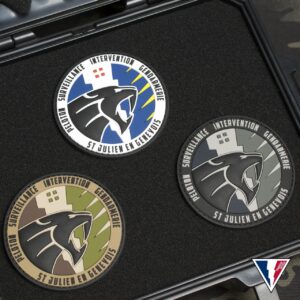 Patch PVC 3D personnalisé pour le PSIG de la Gendarmerie Nationale, relief, couleurs vives et dos Velcro