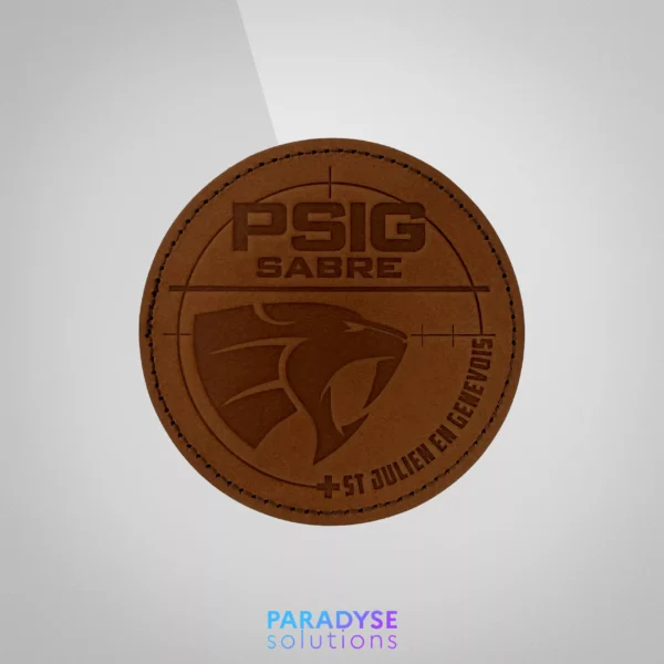 patch en cuir personnalisé psig saint-julien gendarmerie marquage embossé paradyse solutions