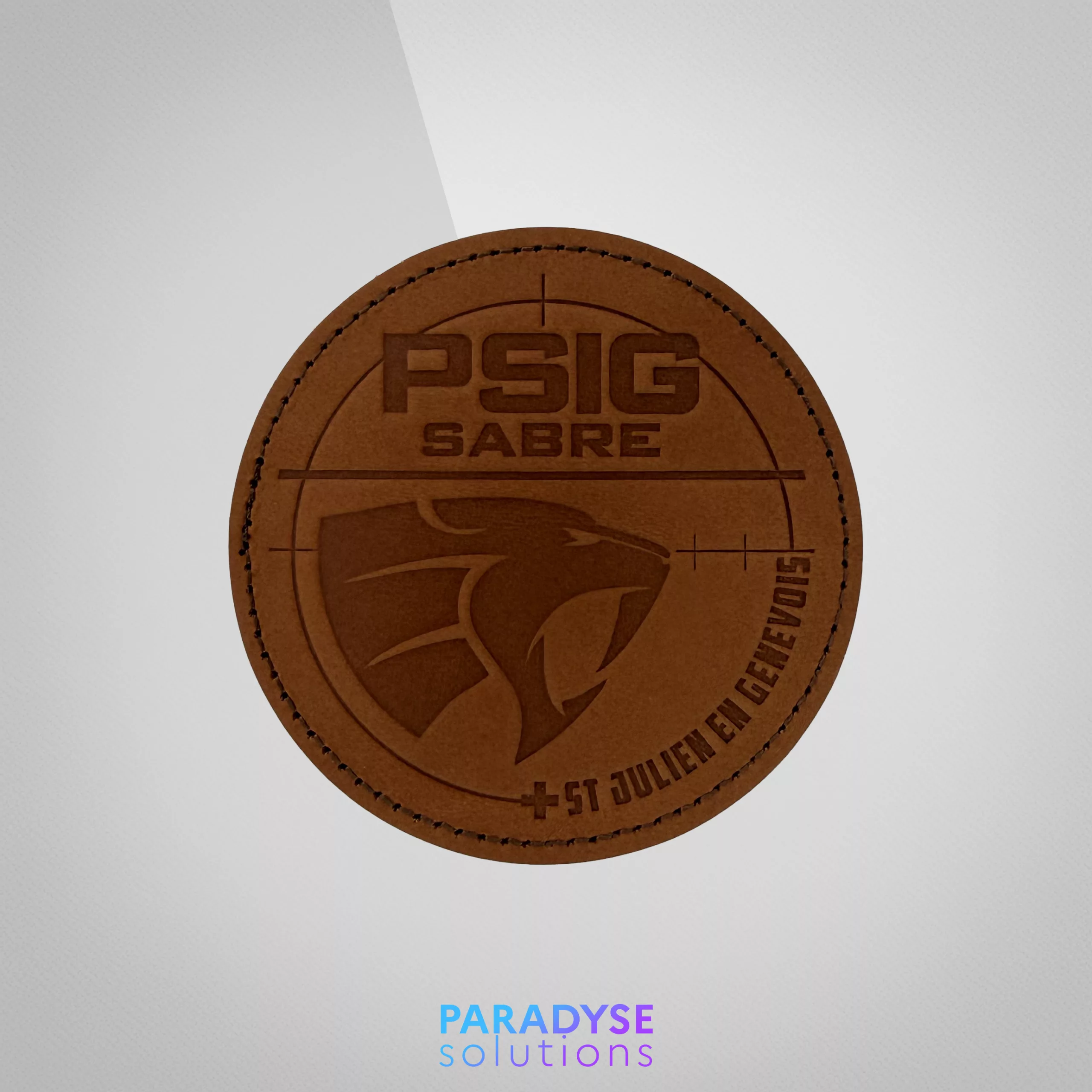patch en cuir personnalisé psig saint-julien gendarmerie marquage embossé paradyse solutions