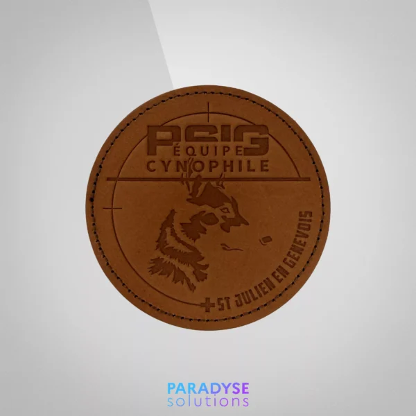patch en cuir personnalisé psig saint-julien cyno gendarmerie dos velcro paradyse solutions