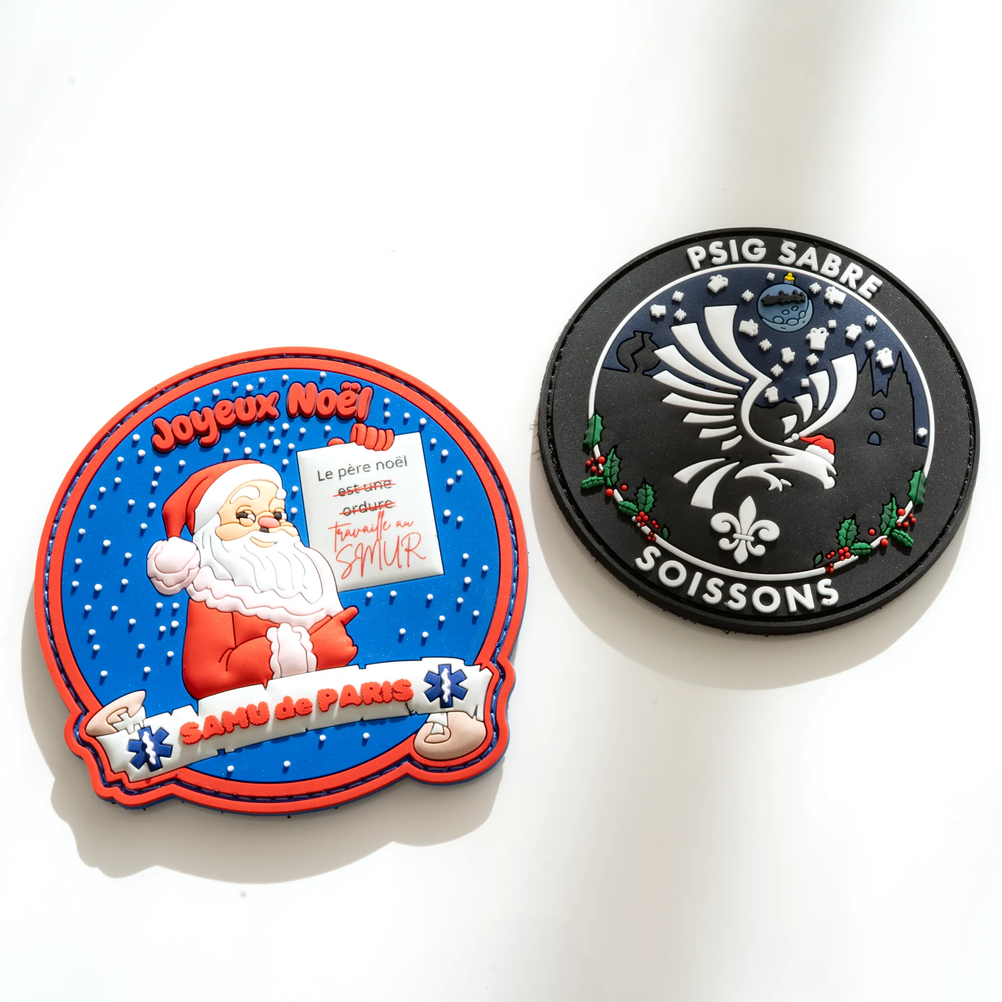 patchs pvc noel personnalisés samu paris psig sabre soissons gendarmerie paradyse solutions