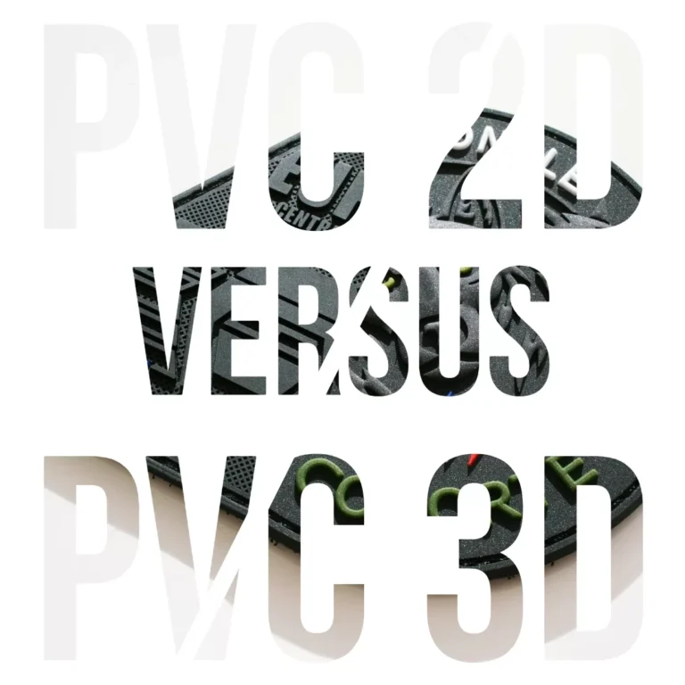 Comparatif visuel des patchs PVC en relief 2D et 3D.